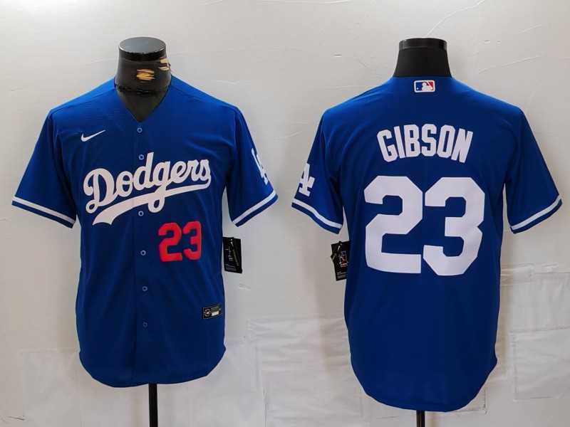 Men%27s Los Angeles Dodgers #23 Kirk Gibson Number Blue Cool Base Stitched Jersey->los angeles dodgers->MLB Jersey